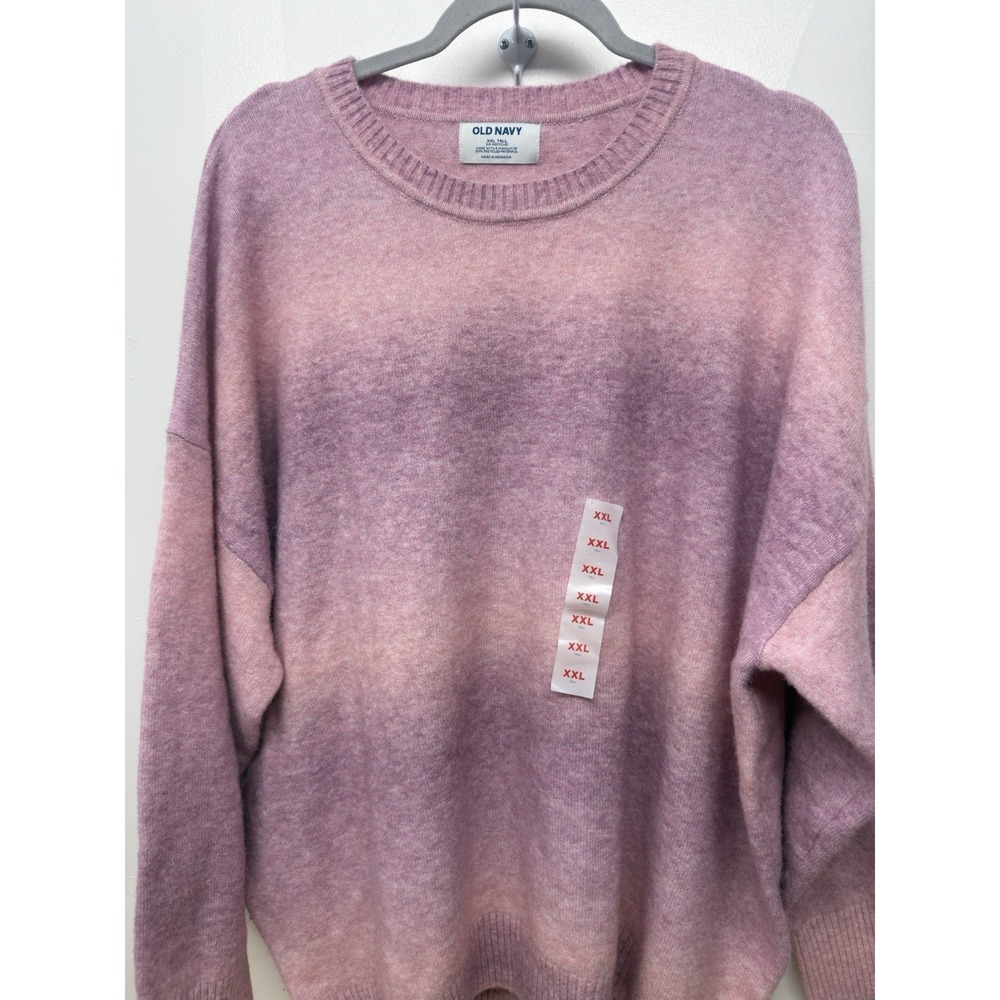 Old Navy Women XXL Tall Pullover Sweater Wool Blend Pink Ombré Crew Neck #44 - Picture 3 of 8